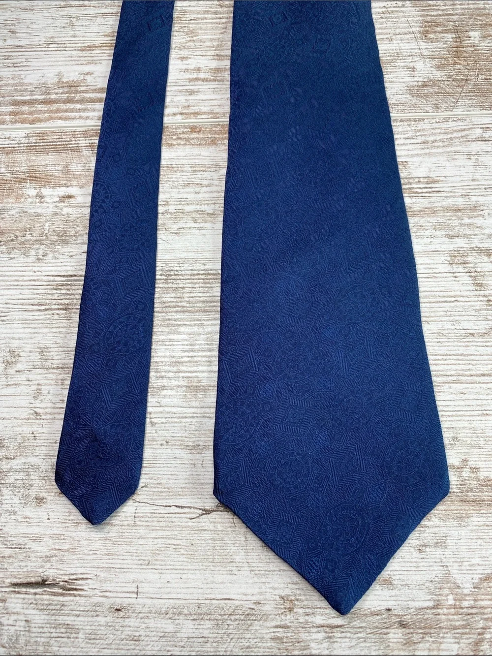 Men's Navy Textured Tie Classic Tonal Formal Wide Necktie 56”